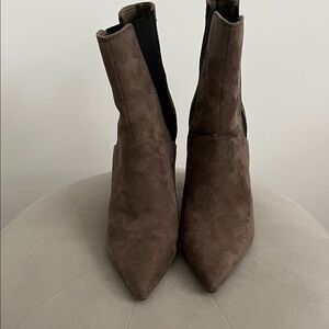 Guess Taupe Suede Pointed Toe Ankle Booties